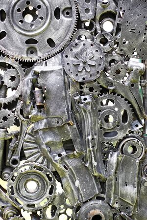 Metal Gears, car, auto, motocycle. Handicraft metal artwork from used spare parts.の写真素材