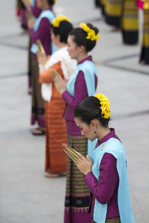 CHIANG MAI, THAILAND - APRIL 11 ,2016 : Folk Dance and contemporary dance Chiang Mai 720th Anniversary Celebrations exhibition at Three King Monument in Chiang Mai, Thailand, 11 April 2016.のeditorial素材