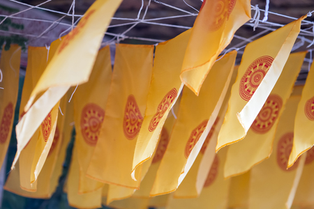 Thammachak flag in temple