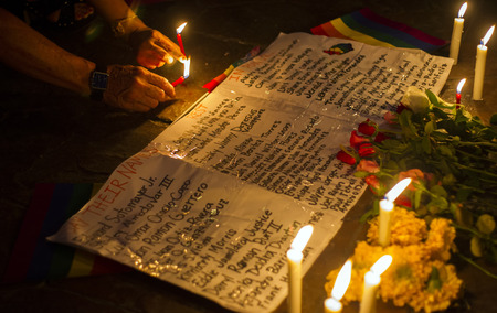 CHIANG MAI, THAILAND - JUNE 14: Memorial for Orlando shooting victims outside the United States Consulate in Chiang Mai, Thailand, 14 June 2016.のeditorial素材