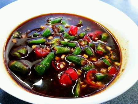 Spicy sauce for rice with chicken.の素材