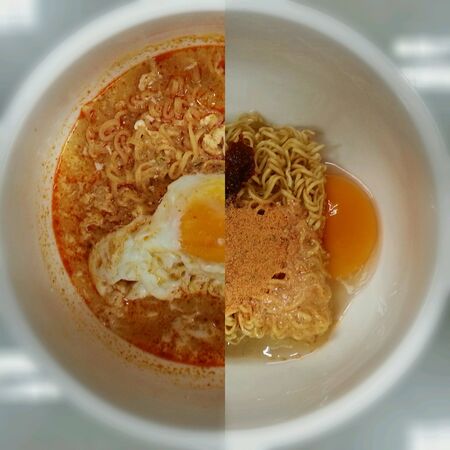 Instant noodles before afterの素材
