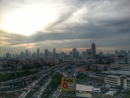 Sunset and cityのeditorial素材