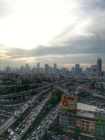 Sunset and cityのeditorial素材