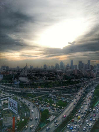 Sunset and cityのeditorial素材