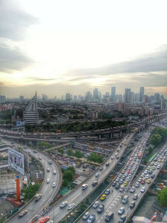 Sunset and cityのeditorial素材