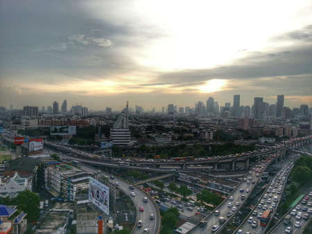 Sunset and cityのeditorial素材