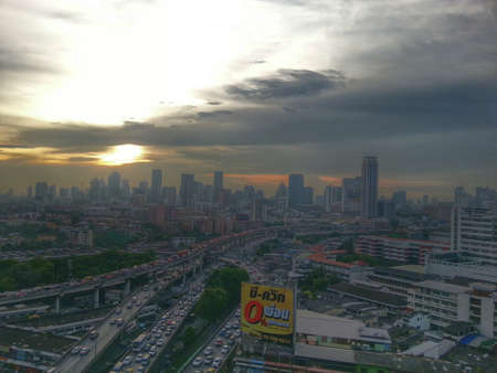 Sunset and cityのeditorial素材