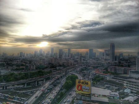 Sunset and cityのeditorial素材