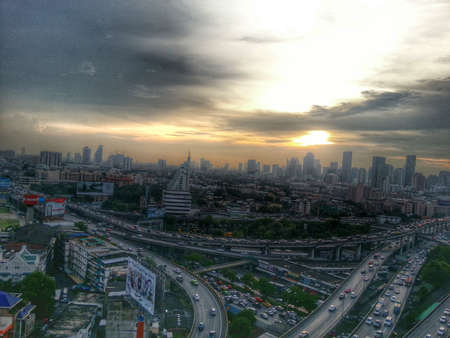 Sunset and cityのeditorial素材