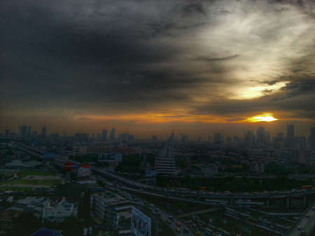 Sunset and cityのeditorial素材