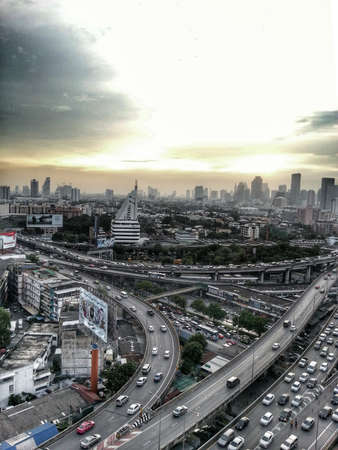 Sunset and cityのeditorial素材