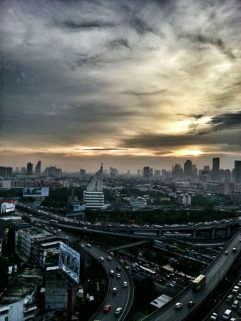 Sunset and cityのeditorial素材