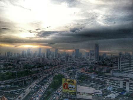 Sunset and cityのeditorial素材