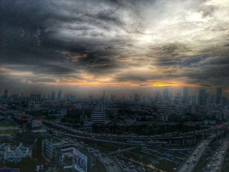 Sunset and cityのeditorial素材