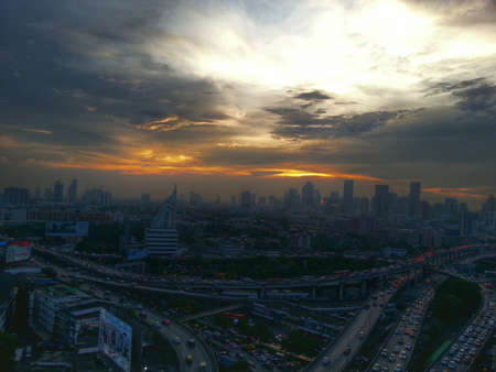 Sunset and cityのeditorial素材