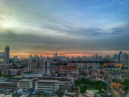 Sunset and cityのeditorial素材