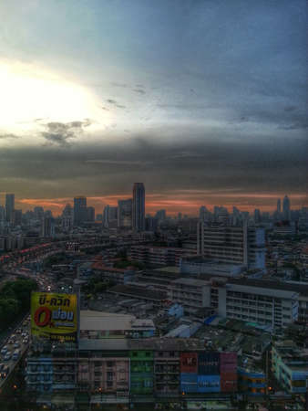 Sunset and cityのeditorial素材