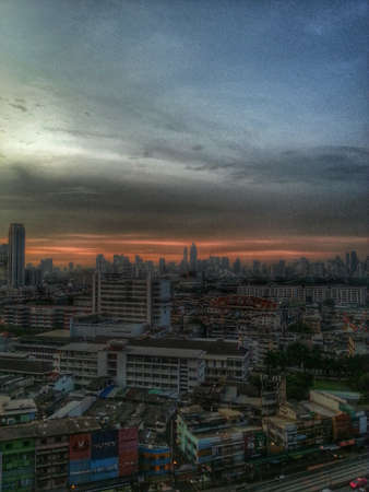 Sunset and cityのeditorial素材