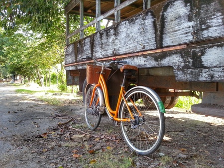 Bicycle and old truckの写真素材