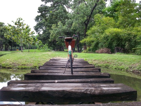 Bicycle in park HDR version. Photo at Bangkok Thailand.の写真素材