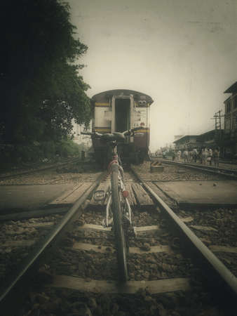 Bicycle and railway plus effectsのeditorial素材