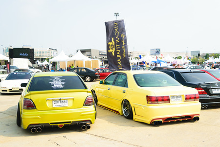 Nonthaburi, Thailand - February 28, 2015 : VIP Car Thailand car show meeting in the Bangkok Idle Street Car Club Culture 2015 at the Lakeside Muang Thong Thani, Pak Kret Cityのeditorial素材