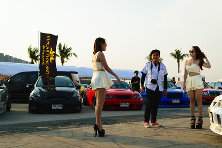 Nonthaburi, Thailand - February 28, 2015 : VIP Car Thailand car show meeting in the Bangkok Idle Street Car Club Culture 2015 at the Lakeside Muang Thong Thani, Pak Kret Cityのeditorial素材