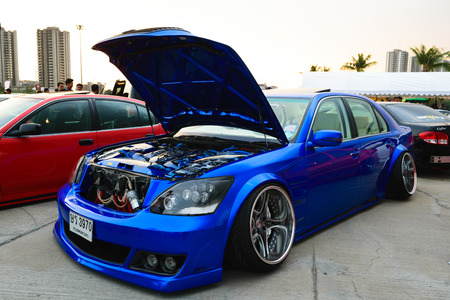 Nonthaburi, Thailand - February 28, 2015 : VIP Car Thailand car show meeting in the Bangkok Idle Street Car Club Culture 2015 at the Lakeside Muang Thong Thani, Pak Kret Cityのeditorial素材