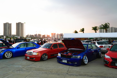 Nonthaburi, Thailand - February 28, 2015 : VIP Car Thailand car show meeting in the Bangkok Idle Street Car Club Culture 2015 at the Lakeside Muang Thong Thani, Pak Kret Cityのeditorial素材
