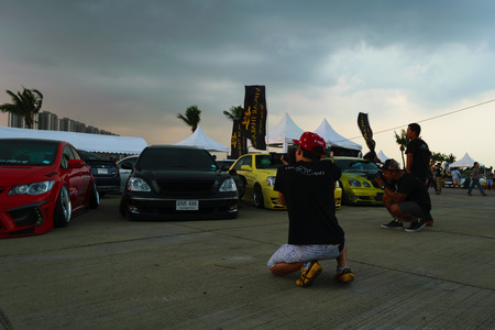 Nonthaburi, Thailand - February 28, 2015 : VIP Car Thailand car show meeting in the Bangkok Idle Street Car Club Culture 2015 at the Lakeside Muang Thong Thani, Pak Kret Cityのeditorial素材