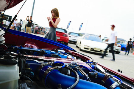 Nonthaburi, Thailand - February 28, 2015 : VIP Car Thailand car show meeting in the Bangkok Idle Street Car Club Culture 2015 at the Lakeside Muang Thong Thani, Pak Kret Cityのeditorial素材