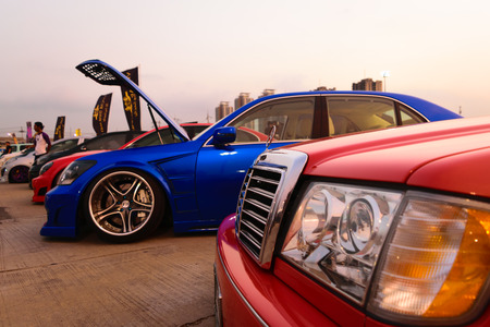Nonthaburi, Thailand - February 28, 2015 : VIP Car Thailand car show meeting in the Bangkok Idle Street Car Club Culture 2015 at the Lakeside Muang Thong Thani, Pak Kret Cityのeditorial素材