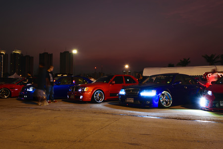 Nonthaburi, Thailand - February 28, 2015 : VIP Car Thailand car show meeting in the Bangkok Idle Street Car Club Culture 2015 at the Lakeside Muang Thong Thani, Pak Kret Cityのeditorial素材