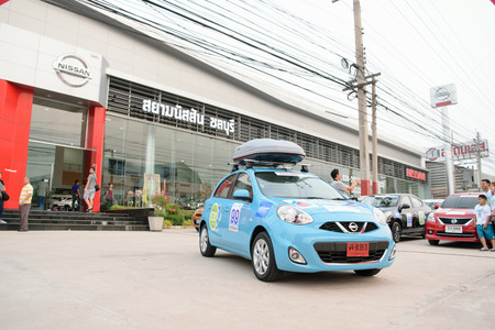 Chonburi, Thailand - March 21, 2015 : Nissan Eco caravan 2015 trip no.3 Chonburi-Chachoengsao-Nakhon Nayokのeditorial素材