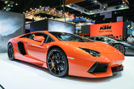 Nonthaburi, Thailand - March 29, 2015 : Lamborghini on display at The 36th Bangkok International Motor Show \"Art of Auto\" in Muang Thong Thani, Thailand.のeditorial素材