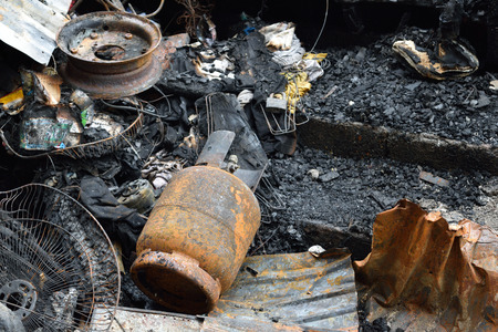 Fire damaged in summer house after blazeの写真素材