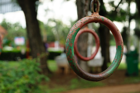Rusted Iron Ring playgroundの写真素材