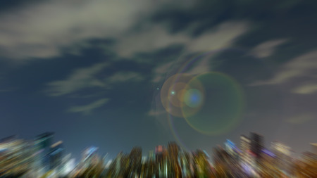 Blurred zoom of Nighttime of Bangkok city. Bangkok is the capital and the most populous city of Thailand.の写真素材