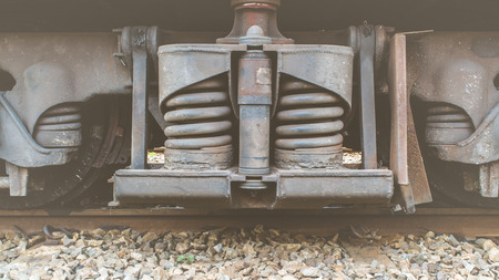 Zoom train suspension of a Public Thai Train Railway , process in vintage styleの写真素材