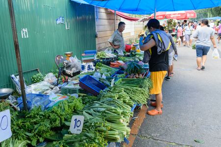 Bangkok, Thailand - August 15, 2015 : Thai exotic vegetables in market. Like the charming people, exotic vegetables greets you on almost every corner in Thailand.のeditorial素材