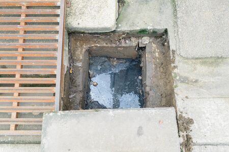 Working for drain cleaning. Problem with the drainage system.