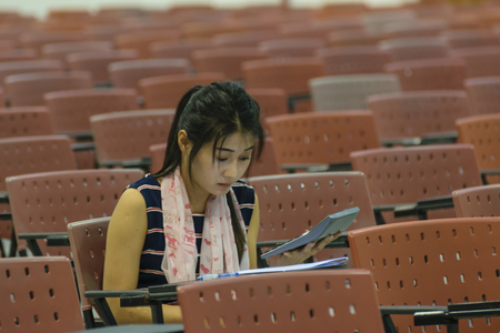 Bangkok, Thailand - October 25, 2015 : Adults take exam for appoint at State Railway of Thailand.のeditorial素材