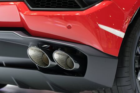 Zoom at sports car muffler in Car show event at Bangkok, Thailand. This a open event no need press credentials required.の写真素材
