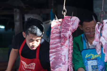 Bangkok, Thailand - December 19, 2015 : Thai exotic food in street food market. Like the charming people, exotic foods greets you on almost every corner in Thailand.のeditorial素材