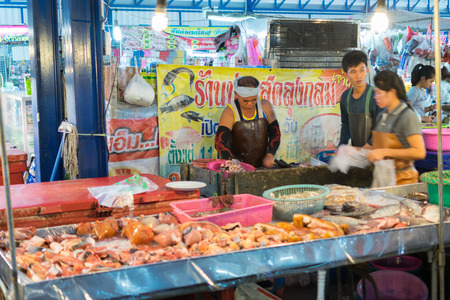Bangkok, Thailand - December 28, 2015 : Thai exotic food in street food market. Like the charming people, exotic foods greets you on almost every corner in Thailand.のeditorial素材