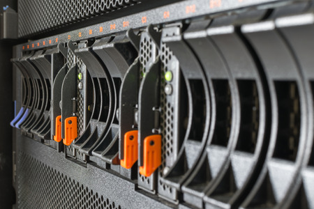 Computer Server mainframe and raid storage in datacenterの写真素材