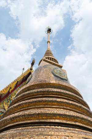 Bangkok, Thailand - August 29, 2015 : Thai pagoda at Wat Hua Lamphong. Wat Hua Lamphong is a Royal Buddhist temple, third class, in the Bang Rak District of Bangkok, Thailand.のeditorial素材