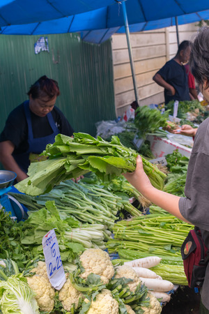 Bangkok, Thailand - January 9, 2016 : Thai exotic vegetables in market. Like the charming people, exotic vegetables greets you on almost every corner in Thailand.のeditorial素材