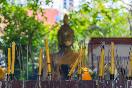 Bangkok, Thailand - August 29, 2015 : Thai buddha statue at Wat Hua Lamphong. Wat Hua Lamphong is a Royal Buddhist temple, third class, in the Bang Rak District of Bangkok, Thailand.のeditorial素材
